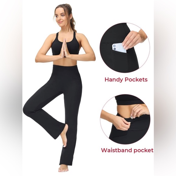 NWT Flared Leggings-for-Women Capri Yoga Pants with Pockets High Waisted/XXXL - Picture 14 of 15